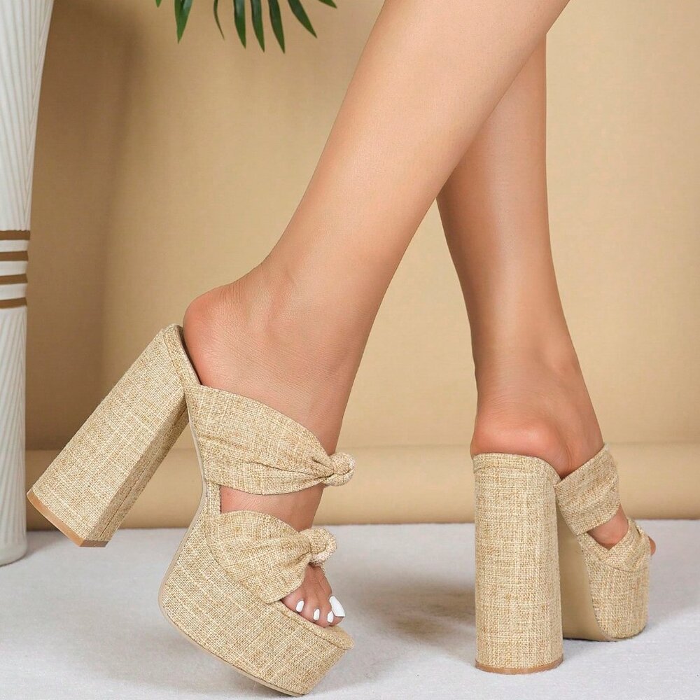 Apricot Sexy Boho Women's High Heel platform Sandals - Picture 5 of 5